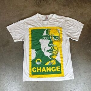 white + green Obama change t-shirt Men's Size Small